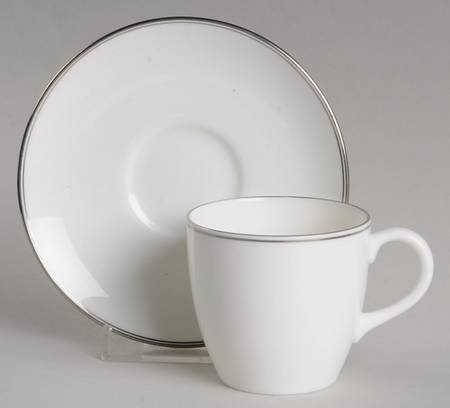 Doric (Platinum Trim) Flat Demitasse Cup & Saucer Set