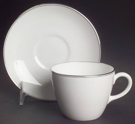 Doric (Platinum Trim) Flat Cup & Saucer Set