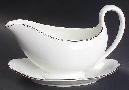 Doric (Platinum Trim) Gravy Boat & Underplate