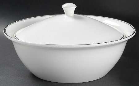 Doric (Platinum Trim) Round Covered Vegetable
