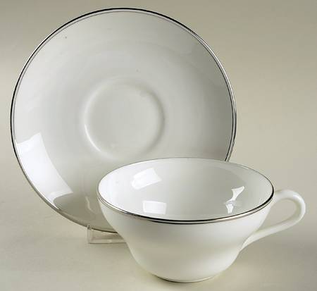 Doric (Platinum Trim) Flat Cup & Saucer Set