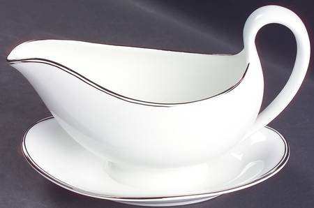 Doric (Platinum Trim) Gravy Boat with Attached Underplate