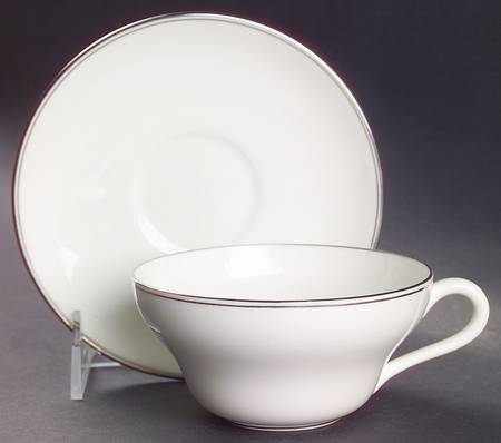Doric (Platinum Trim) Flat Cup & Saucer Set