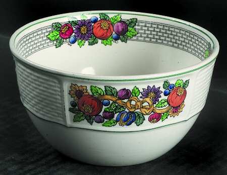 Dover (Scallop, Green Trim) Cranberry Bowl