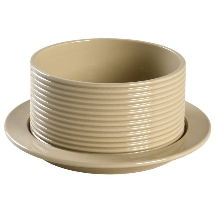 Drabware (Older, Glossy) Honey Pot with Attached Plate, No Lid