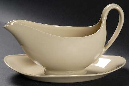 Drabware (Older, Glossy) Gravy Boat with Attached Underplate by Wedgwood