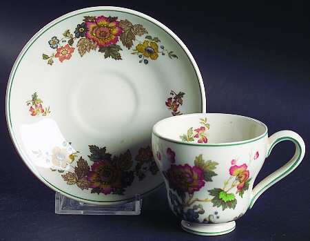 Eastern Flowers Footed Demitasse Cup & Saucer Set