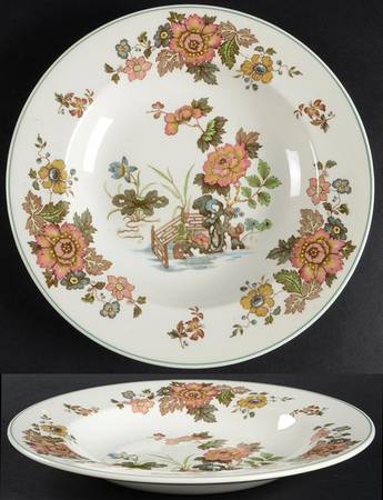 Eastern Flowers Large Rim Soup Bowl