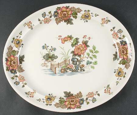 Eastern Flowers 16" Oval Serving Platter