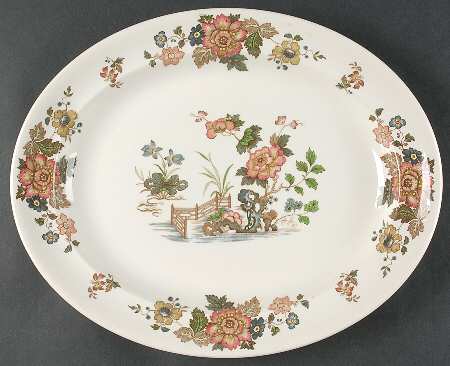 Eastern Flowers 14" Oval Serving Platter