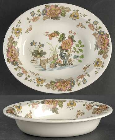 Eastern Flowers 9" Oval Vegetable Bowl