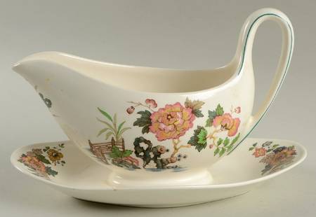 Eastern Flowers Gravy Boat with Attached Underplate