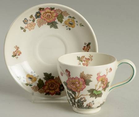 Eastern Flowers Footed Demitasse Cup & Saucer Set