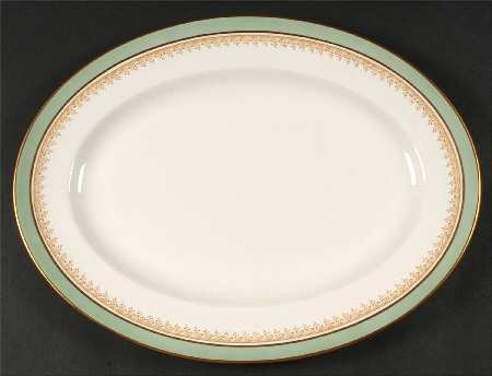 Eccles Bead Celadon 15" Oval Serving Platter by Wedgwood
