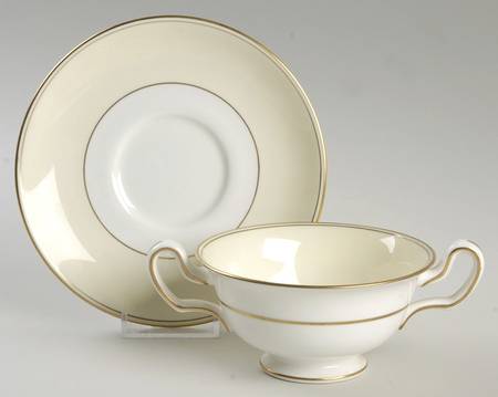Essex Footed Cream Soup Bowl & Saucer Set