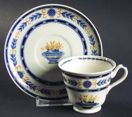 The Etruria (Blue Laurel) Footed Demitasse Cup & Saucer Set