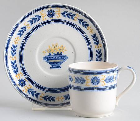 The Etruria (Blue Laurel) Flat Demitasse Cup & Saucer Set