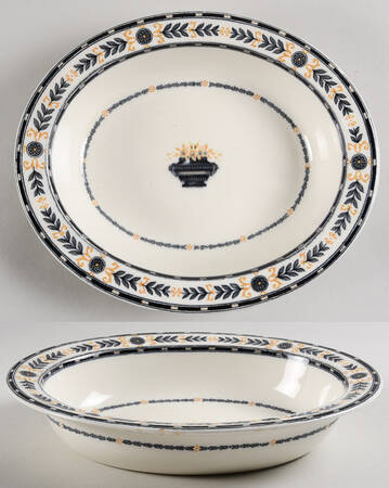 The Etruria (Black Laurel) 8" Oval Vegetable Bowl