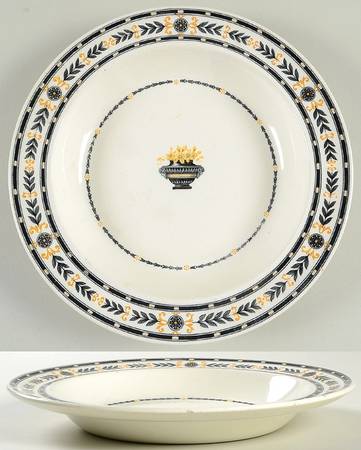 The Etruria (Black Laurel) Large Rim Soup Bowl