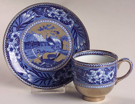 Fallow Deer Blue (Platinum Trim) Footed Demitasse Cup & Saucer Set
