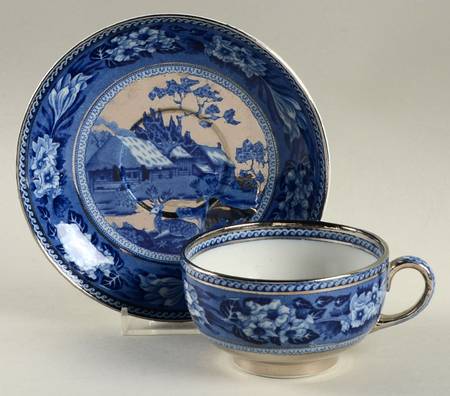 Fallow Deer Blue (Platinum Trim) Flat Cup & Saucer Set