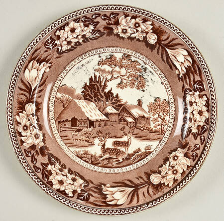 Fallow Deer Brown (Gold Trim) Dessert/Pie Plate