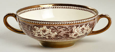 Fallow Deer Brown (Gold Trim) Flat Cream Soup Bowl