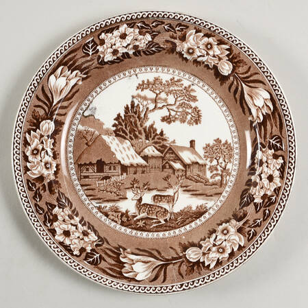Fallow Deer Brown (Gold Trim) Salad Plate