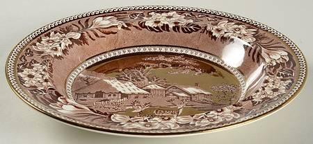 Fallow Deer Brown (Gold Trim) Rim Soup Bowl