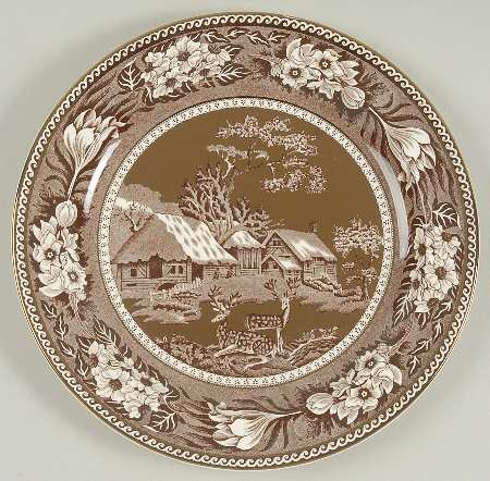 Fallow Deer Brown (Gold Trim) Luncheon Plate