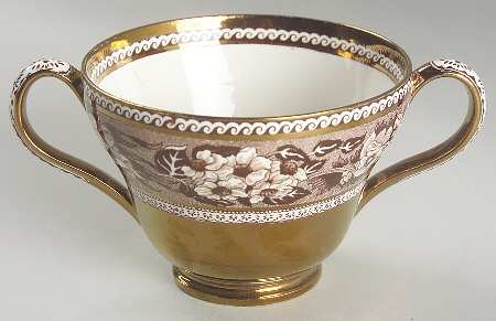Fallow Deer Brown (Gold Trim) Footed Bouillon Cup