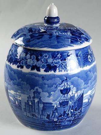 Ferrara Blue (No Trim) Biscuit Barrel & Lid