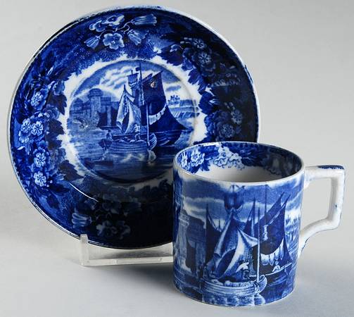 Ferrara Blue (No Trim) Flat Demitasse Cup & Saucer Set