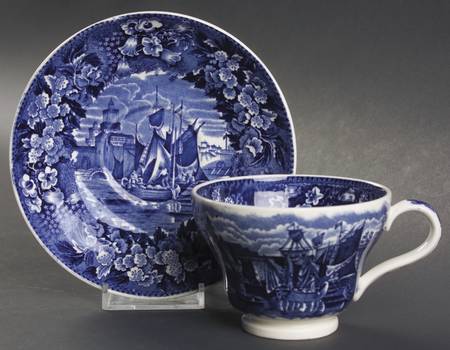 Ferrara Blue (No Trim) Footed Cup & Saucer Set