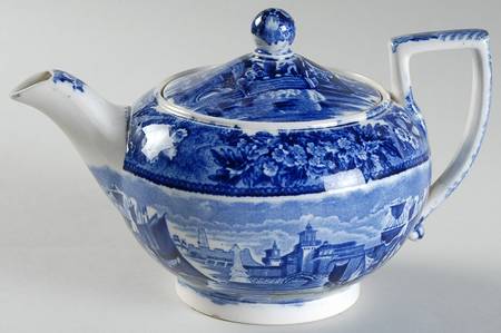 Ferrara Blue (No Trim) Individual Teapot & Lid