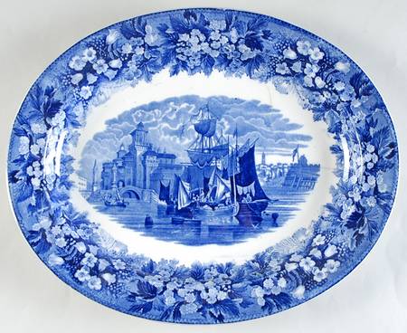 Ferrara Blue (No Trim) 14" Oval Serving Platter