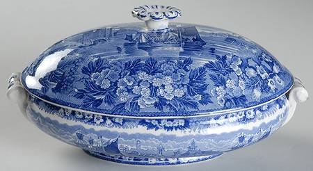 Ferrara Blue (No Trim) Oval Covered Vegetable