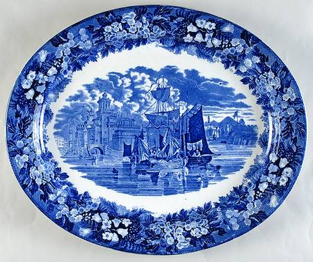 Ferrara Blue (No Trim) 18" Oval Serving Platter