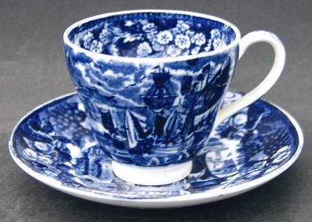 Ferrara Blue (No Trim) Footed Demitasse Cup & Saucer Set