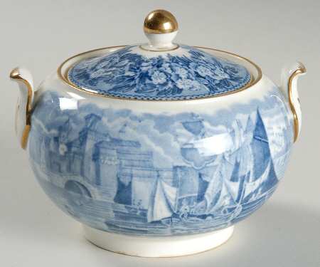 Ferrara Blue (Gold Trim) 146 Shape Sugar Bowl & Lid