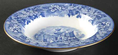 Ferrara Blue (Gold Trim) Rim Soup Bowl