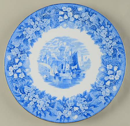 Ferrara Blue (Gold Trim) Coupe Luncheon Plate