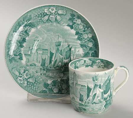 Ferrara Green (No Trim) Flat Demitasse Cup & Saucer Set
