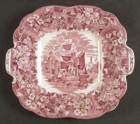 Ferrara Plum (No Trim) Square Handled Cake Plate