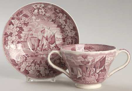 Ferrara Plum (No Trim) Footed Bouillon Cup & Saucer
