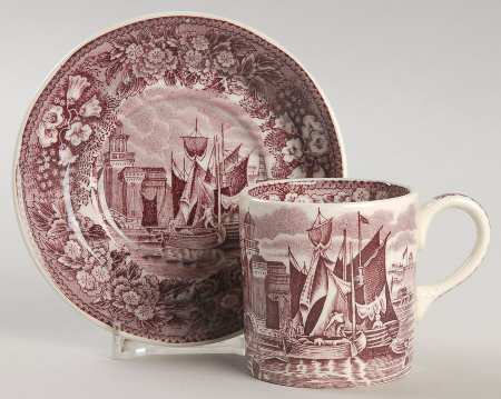 Ferrara Plum (No Trim) Bond Shape Demitasse Cup and Saucer Set