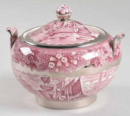 Ferrara Plum (Silver Lustre) Sugar Bowl & Lid