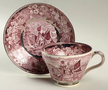 Ferrara Plum (Silver Lustre) Footed Cup & Saucer Set