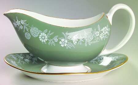 Fieldfare Green Gravy Boat & Underplate