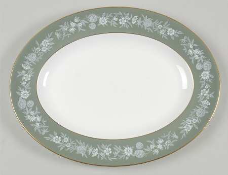 Fieldfare Green 13" Oval Serving Platter